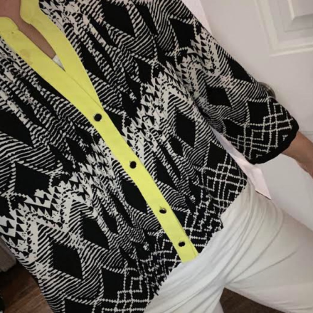 Blak and White with Neon Trim Blouse
